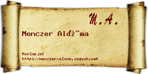 Menczer Alóma névjegykártya